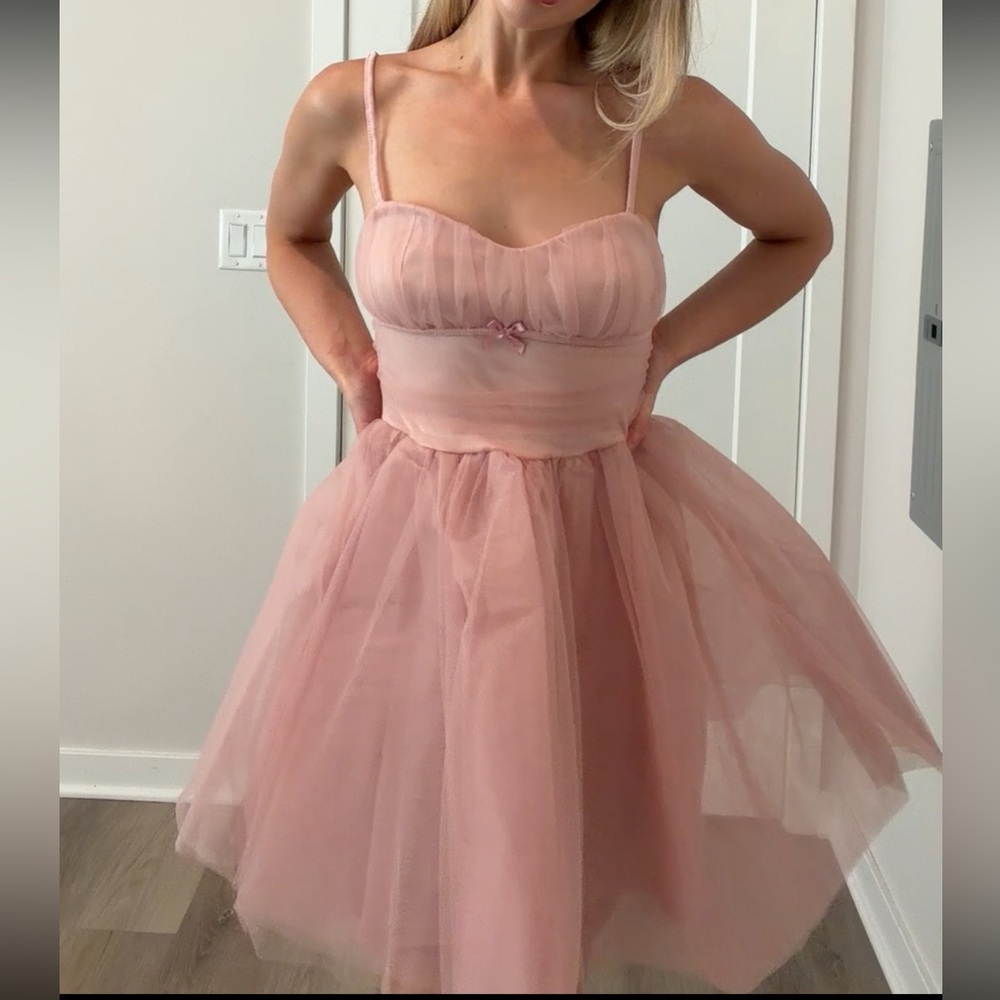 Blush Pink Tulle Corset Mini Dress Balletcore Coquette Fairy
